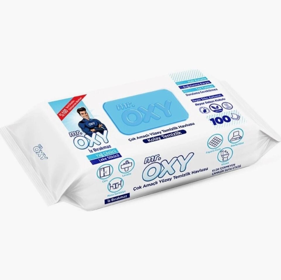 Mr.Oxy Yüzey Temizlik Havlusu Beyaz Sabun 100'lü