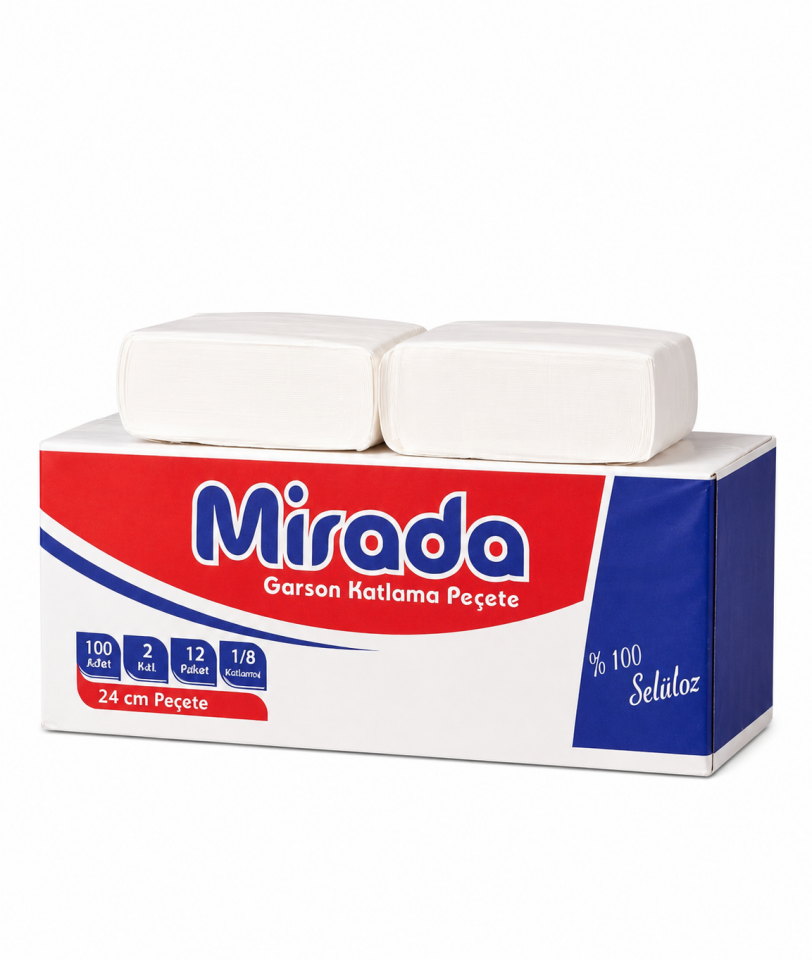 Mirada Garson Katlama Peçete 24x24 100'lü 12 Paket