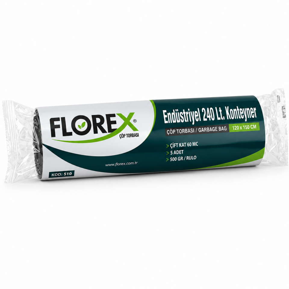 Florex Endüstriyel 240 Litre Konteyner Siyah Çöp Torbası