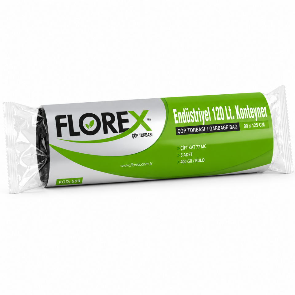 Florex Endüstriyel 120 Litre Konteyner Siyah Çöp Torbası